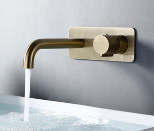 Wall-Mount Single Circular Controller Bathroom Faucet with plate